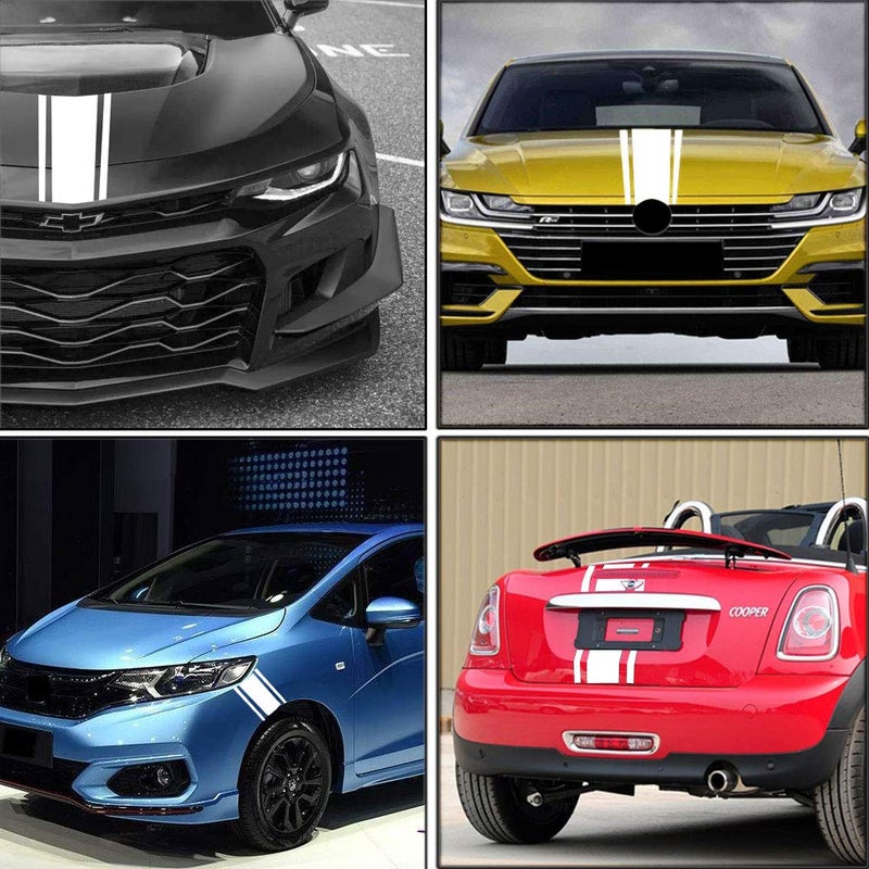 Leasinder 49"x 8.7" Car Hood Sticker Auto Racing Stripes Body Side Decal Hood Stripe Decal Vinyl Modified Decoration Accessories for Vehicles (A White) - Image 4
